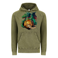 Vintage Olive dragon and a d20 Vintage Hoodie - lanVoArt