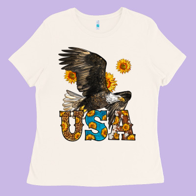 Western Usa Eagle 4th Of July Ladies Tee Designed By Lillyallendesigns
