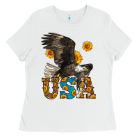 White Western Usa Eagle 4th of July Ladies Tee - LillyAllenDesigns