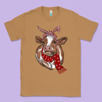 Christmas Scarf Heifer Classic Tee Designed By Ranaportraitstore
