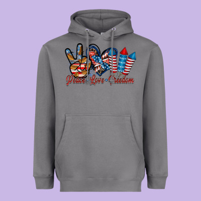 Peace Love Freedom Heavyweight Hoodie Designed By Racoondesign