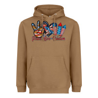 Toasted Coconut peace love freedom Heavyweight Hoodie - RacoonDesign
