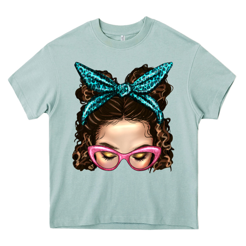 Messy Bun Mom With Leopard Bandana Heavy Core Tee by BundleAndBundleShop | Teevron