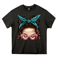 Asphalt Messy Bun Mom With Leopard Bandana Heavy Core Tee - BundleAndBundleShop