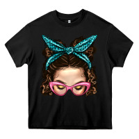 Black Messy Bun Mom With Leopard Bandana Heavy Core Tee - BundleAndBundleShop