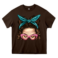 Chocolate Brown Messy Bun Mom With Leopard Bandana Heavy Core Tee - BundleAndBundleShop