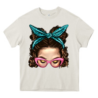 Cream Messy Bun Mom With Leopard Bandana Heavy Core Tee - BundleAndBundleShop