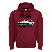 Burgundy initial d fujiwara tofu shop ae86 manga Zipper Hoodie - lanVoArt