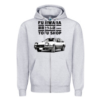 Heather Grey initial d fujiwara tofu shop ae86 manga Zipper Hoodie - lanVoArt