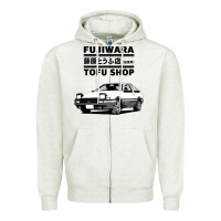 Oatmeal Heather initial d fujiwara tofu shop ae86 manga Zipper Hoodie - lanVoArt