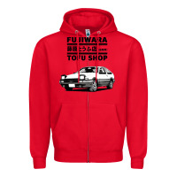 Red initial d fujiwara tofu shop ae86 manga Zipper Hoodie - lanVoArt