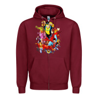 Burgundy invincible and friend hero art Zipper Hoodie - lanVoArt
