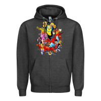 Charcoal Heather invincible and friend hero art Zipper Hoodie - lanVoArt