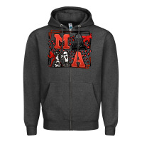 Charcoal Heather Wrestling mama red and black Zipper Hoodie - LillyAllenDesigns