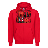 Red Wrestling mama red and black Zipper Hoodie - LillyAllenDesigns
