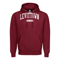 Burgundy levittown new york ny vintage athletic sports design t shirt Zipper Hoodie - lanVoArt