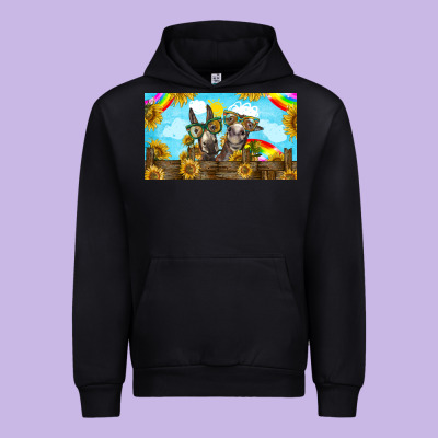 2 Donkeys Sunflower Urban Hoodie Designed By Barkaloodesign