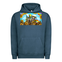 Pigment Midnight Navy 2 donkeys sunflower Urban Hoodie - BarkalooDesign