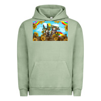 Pigment Oil Green 2 donkeys sunflower Urban Hoodie - BarkalooDesign
