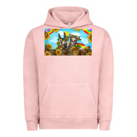 Pigment Salmon 2 donkeys sunflower Urban Hoodie - BarkalooDesign
