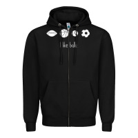 Black Funny Sports Balls Gag Gift Zipper Hoodie - lanVoArt