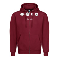 Burgundy Funny Sports Balls Gag Gift Zipper Hoodie - lanVoArt