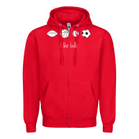 Red Funny Sports Balls Gag Gift Zipper Hoodie - lanVoArt