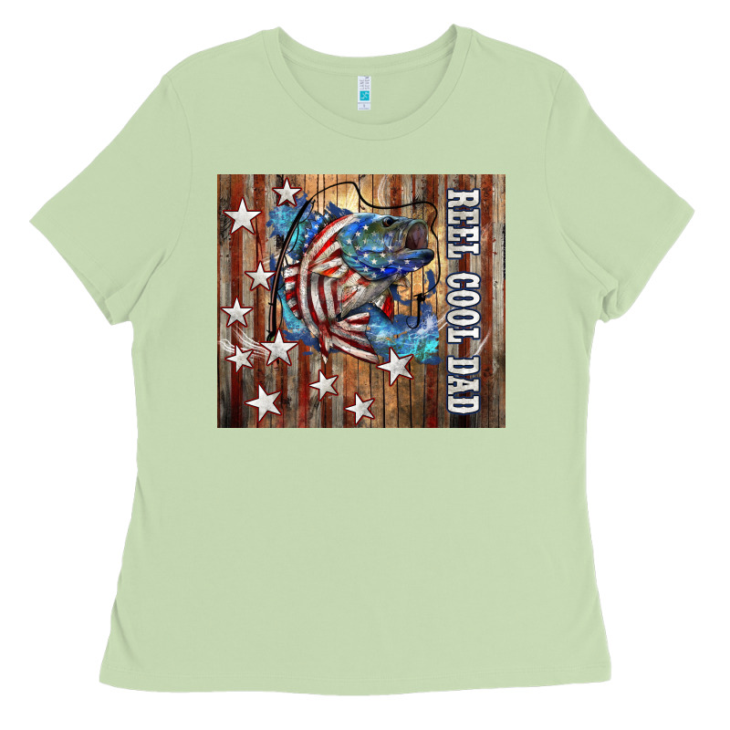 Western Reel Cool Dad American Flag Bass Ladies Tee by LillyAllenDesigns | Teevron