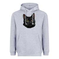 Heather Grey Bombay Cat Face Heavyweight Hoodie - LillyAllenDesigns