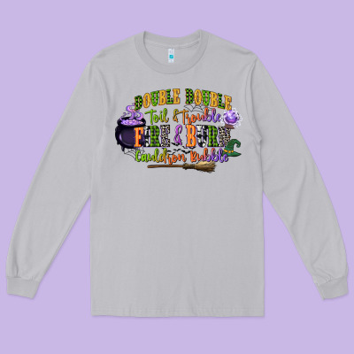 Double Double Toil And Trouble Fire And Burn Cauld Long Sleeve Tee Designed By Cowgirlartshop