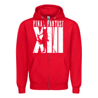 Red final fantasy xiii lightning white Zipper Hoodie - lanVoArt