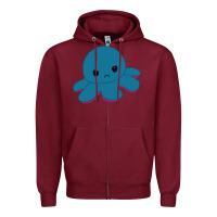 Burgundy angry blue moody reversible octopus Zipper Hoodie - lanVoArt