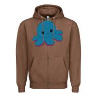 Chestnut angry blue moody reversible octopus Zipper Hoodie - lanVoArt