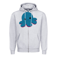 Heather Grey angry blue moody reversible octopus Zipper Hoodie - lanVoArt