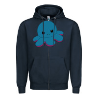 Navy angry blue moody reversible octopus Zipper Hoodie - lanVoArt