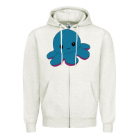 Oatmeal Heather angry blue moody reversible octopus Zipper Hoodie - lanVoArt