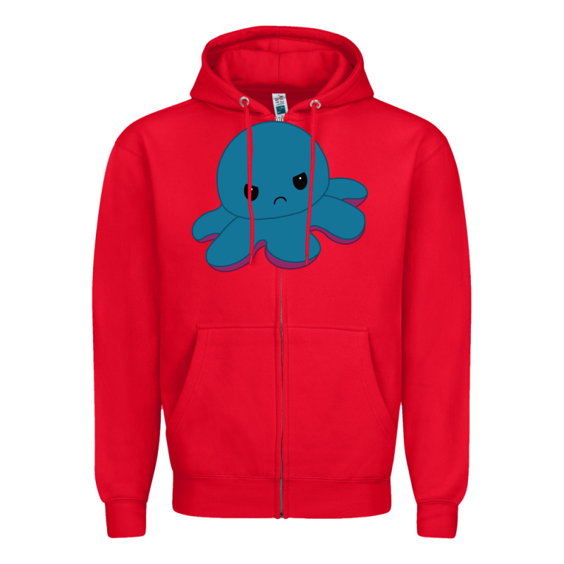 Angry Blue Moody Reversible Octopus Zipper Hoodie by lanVoArt | Teevron