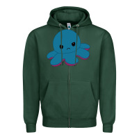 Sports Green angry blue moody reversible octopus Zipper Hoodie - lanVoArt