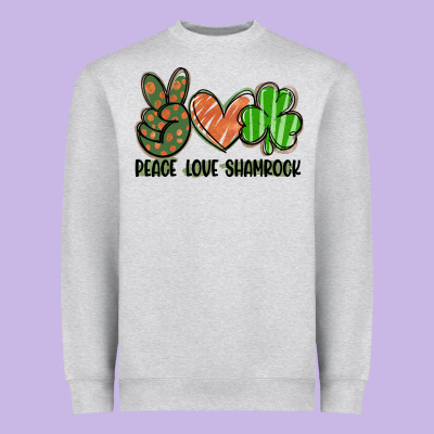Peace Love Shamrock Heavyweight Sweatshirt Designed By Fadigitalartstudio