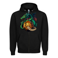 Black dragon and a d20 Zipper Hoodie - lanVoArt