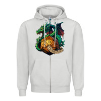 Dove Grey dragon and a d20 Zipper Hoodie - lanVoArt