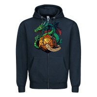 Navy dragon and a d20 Zipper Hoodie - lanVoArt