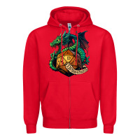Red dragon and a d20 Zipper Hoodie - lanVoArt