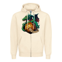 Sandshell dragon and a d20 Zipper Hoodie - lanVoArt
