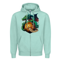 Seafoam dragon and a d20 Zipper Hoodie - lanVoArt