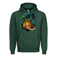 Sports Green dragon and a d20 Zipper Hoodie - lanVoArt