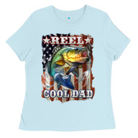 Baby Blue Reel Cool Dad Bass 4th of July Ladies Tee - LillyAllenDesigns