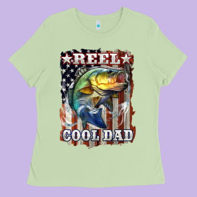 Reel Cool Dad Bass 4th Of July Ladies Tee Designed By Lillyallendesigns
