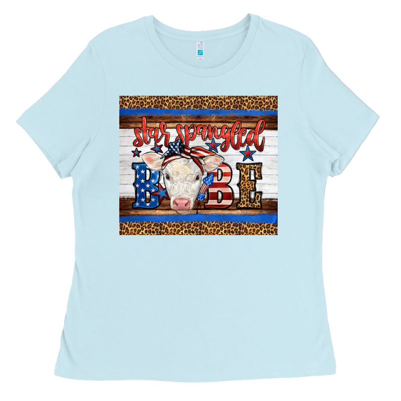 4th Of July Western Star Spangled Baby Cow Ladies Tee by LillyAllenDesigns | Teevron
