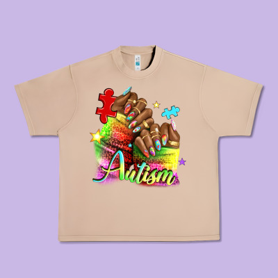 Black Woman Autism Nails Urban Heavy Tee Designed By Nancycooperartshop